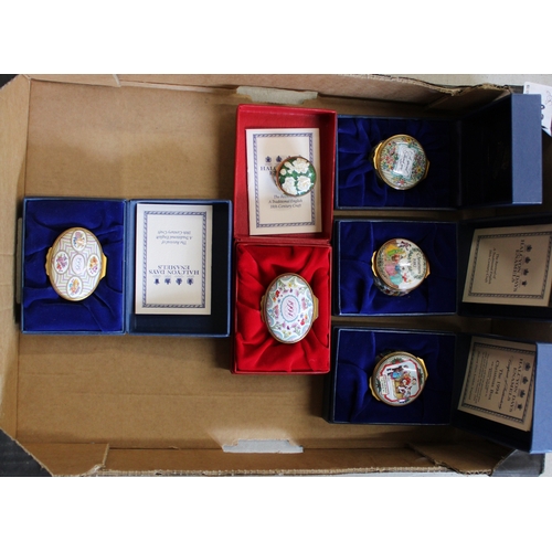 495 - Halcyon Days hand painted limited edition enamel boxes, 5 boxed, 1 without box (6)