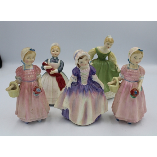 507 - Royal Doulton small figures to include: Fair Maiden, Tinky Bell x 2, Dinky Do & The Rag Doll (5).