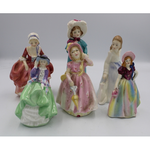 511 - Royal Doulton small figures to include: Carrie, Goody Two Shoes, Andrea (2nd), Top o th Hill, Babie ... 