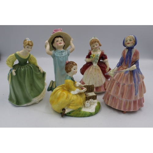 512 - Royal Doulton small figures to include: Valerie, Fair Maiden, Picnic, Biddy & Make Believe (5).