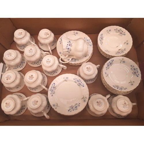 519 - Richmond 'Blue Rock' floral tea ware items, 12 trio's and a milk jug.