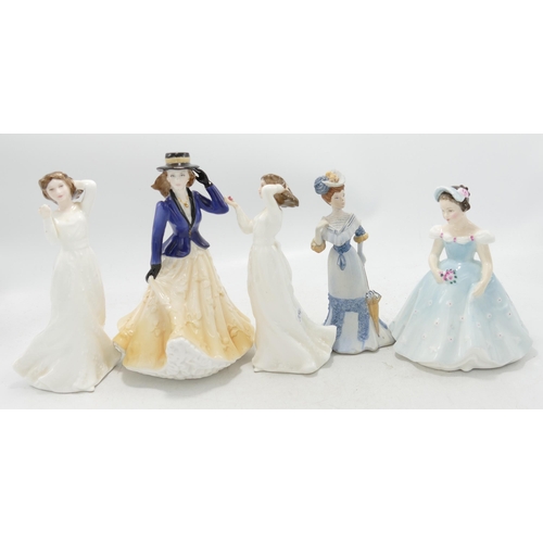 551 - Royal Doulton Small Lady Figures The Bridesmaid Hn2166, With Love x 2 together with Royal Worcester ... 