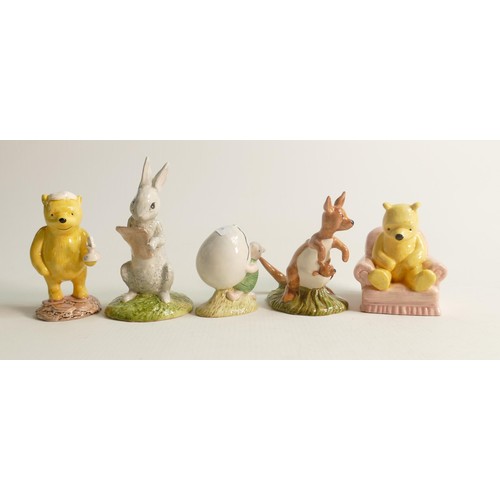19 - Royal Doulton Winnie The Pooh Figures Kanga, and Roo, Piglet & the Balloon, Pooh lights the Candle, ... 