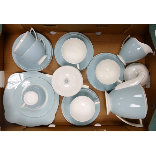 1061 - Minton Blue & White Mid Century Tea Set, one damaged saucer noted