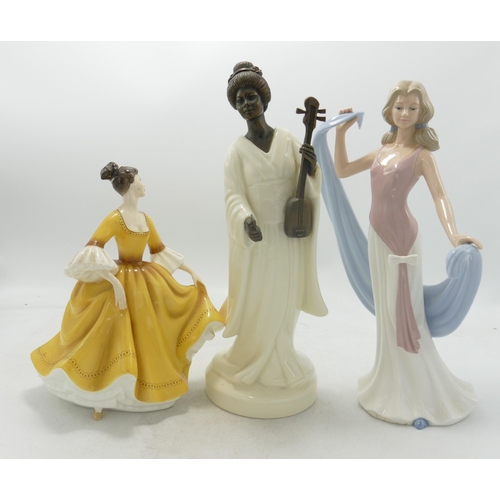 250 - Pottery Lady Figures to include Seconds Minton Geisha, Royal Doulton Stephanie Hn2807 & Leonardo Dan... 