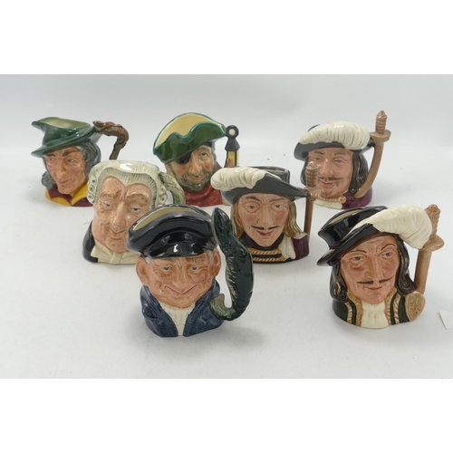 287 - Royal Doulton Small Character Jugs The Lawyer D6504, Lobsterman D6620, Pied Piper D6462, Athos, Port... 