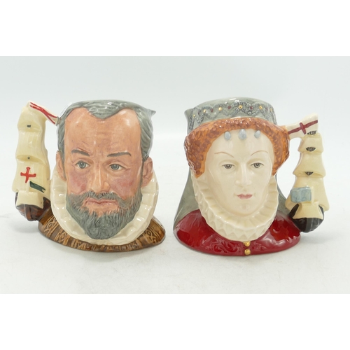 289 - Royal Doulton small size character jugs Queen Elizabeth I D6821 and King Phillip of Spain D6822(2)