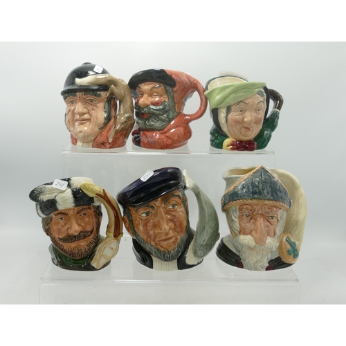 291 - Royal Doulton small size character jugs Sairey Gamp D5451, Falstaff D6385, Don Quixote D6460, Gone A... 