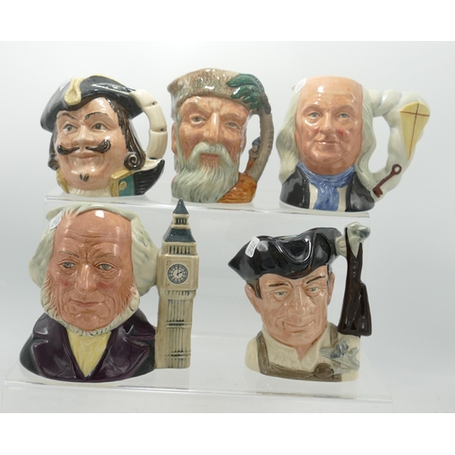 292 - Royal Doulton small size character jugs John Doulton D6656, Benjamin Franklin D6695, Capt Henry Morg... 