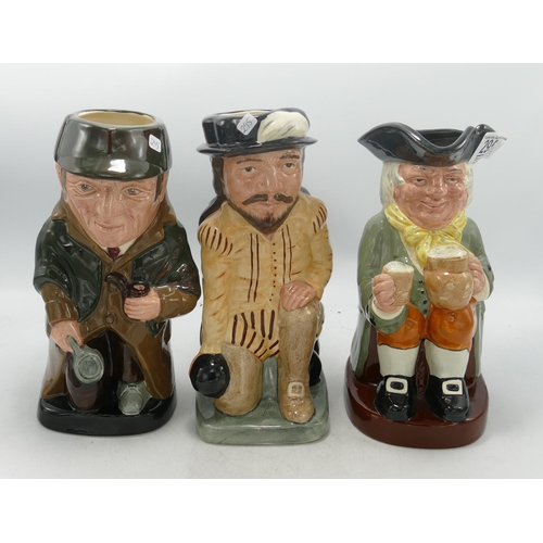 295 - Royal Doulton Large Toby Jugs Happy John, Sir Francis Drake & Sherlock Holmes (2nds)