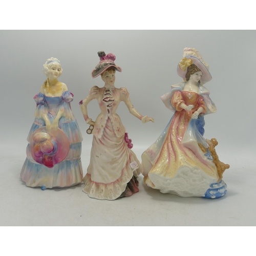 579 - Royal Doulton lady figures to include Veronica HN1319 ( restored neck), Ascot HN3471 ( damage to han... 