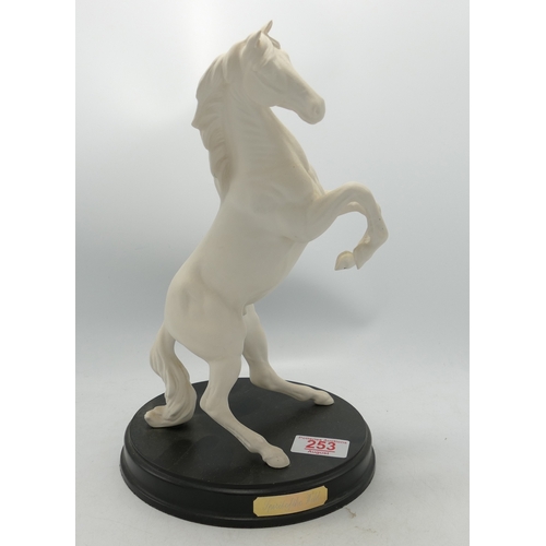 611 - Royal Doulton Matt White Horse Figure Spirit of the Wild on wooden plinth, together with Beswick & R... 