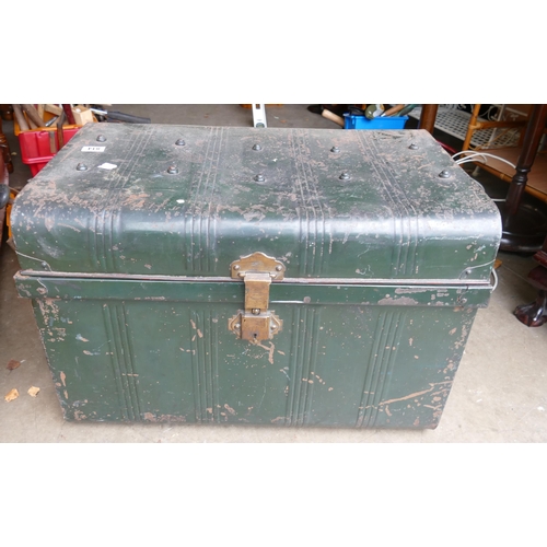 814 - Large Painted Tin Travel Trunk