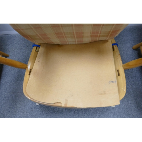 839 - Light Coloured Ercol Mid Century Arm Chair Missing Straps