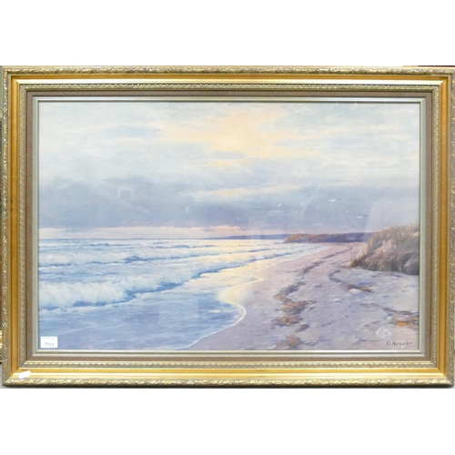 816E - Carl Kenzler (1872-1947), framed Seascape PRINT, frame size 73 x 103cm