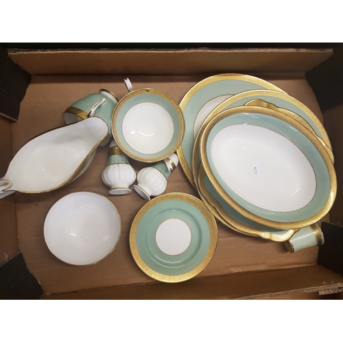 44 - A collection of Gilt & Green patterned Paragon Dinnerwaree including gravy boat, dinner plates, plat... 