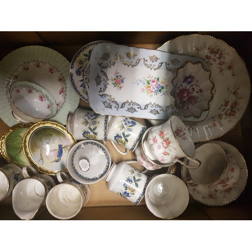 47 - A mixed collection of floral Paragon  tea ware together with hand decorated plaques & similar items