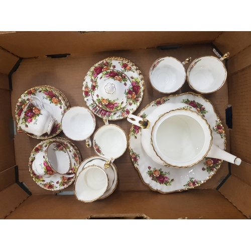 100 - Royal Albert Old Country Roses 22 Piece Tea set to include Cake plate, Large Teapot, Milk, Sugar and... 