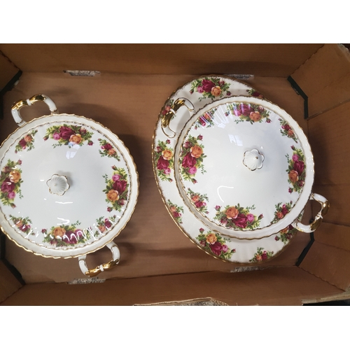 113 - Royal Albert Old Country Roses Items to include 4 Oval Platters and 2 lidded Tureens