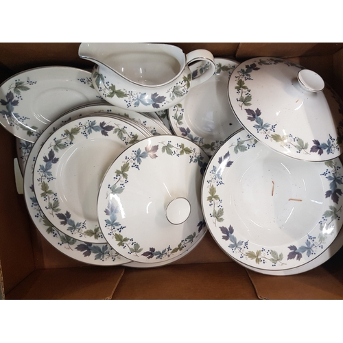 544 - Royal Doulton Burgundy Patterned Tea & Dinner Ware including cups, saucers, tureens, serving platter... 