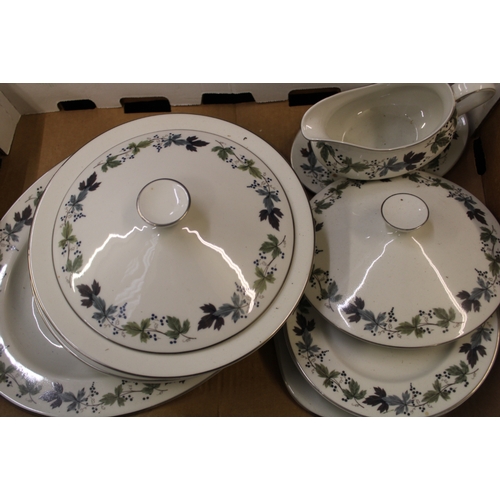 544 - Royal Doulton Burgundy Patterned Tea & Dinner Ware including cups, saucers, tureens, serving platter... 