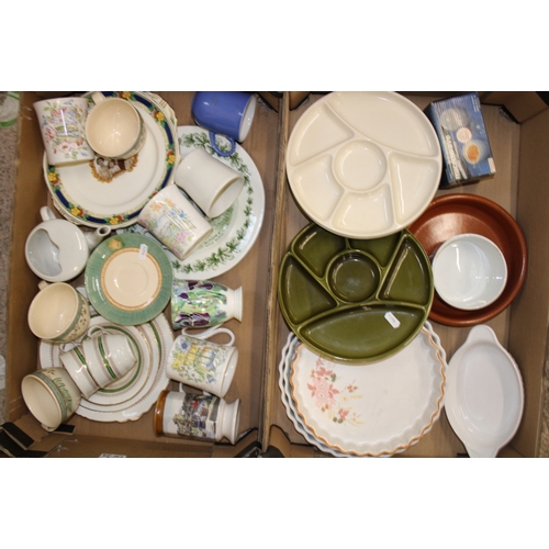 623 - A mixed collection of ceramic items to include oven and serving ware items, tea ware, Royal commemor... 