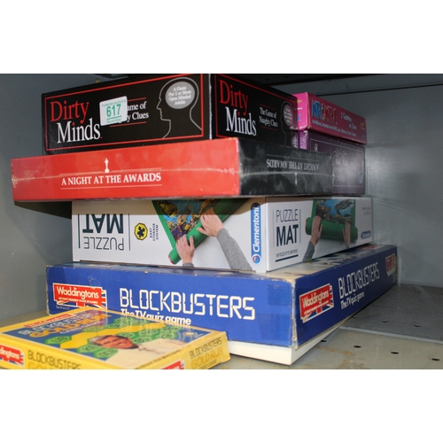 617 - A collection of board games to include Mr & Mrs, Trivial Pursuit, Dirty Minds etc (6 games and 1 puz... 