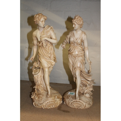 640 - A pair of early 20th century Rudolstadt Works large classical ceramic figures, impressed pattern num... 