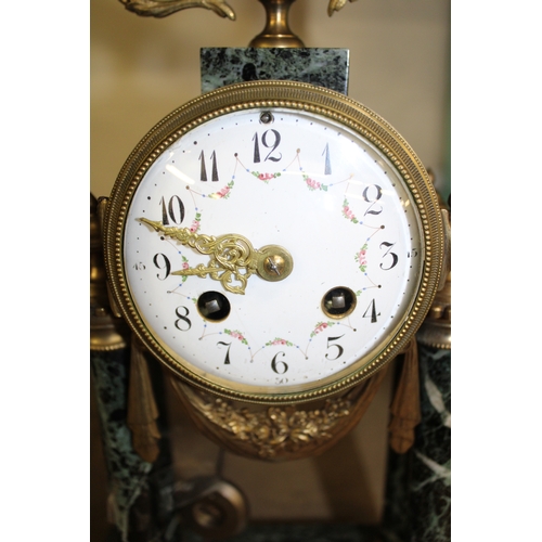 641 - Early 20th century French marble clock three piece garniture set, movement marked 'Selsi Paris', in ... 