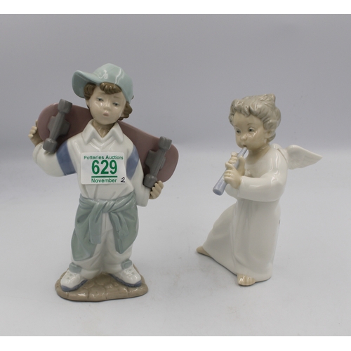 629 - Lladro cupid figure together with a Nao boy skater figure (2).