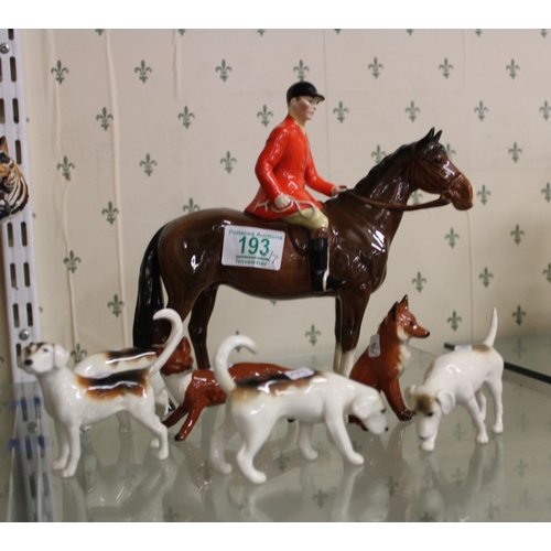 193 - Beswick Huntsman 1501, foxes & hounds, all with issues(7)