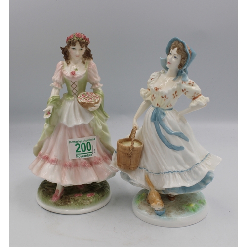 200 - Royal Worcester for Compton Woodhouse Limited Edition figures The Queen of May & The Milkmaid(2)