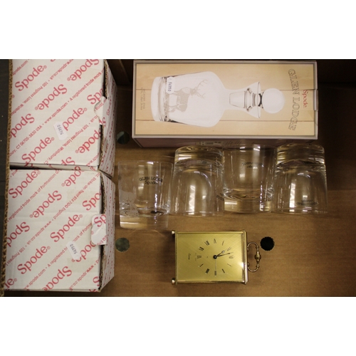 599A - Spode Glen Lodge boxed decanter in the stag design together with 4 matching tumblers and a Swiza bra... 