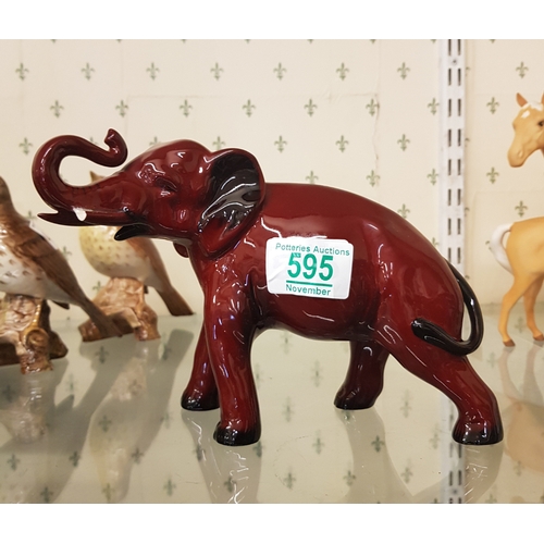 595 - Royal Doulton Flambe Elephant height 15cm (a/f).