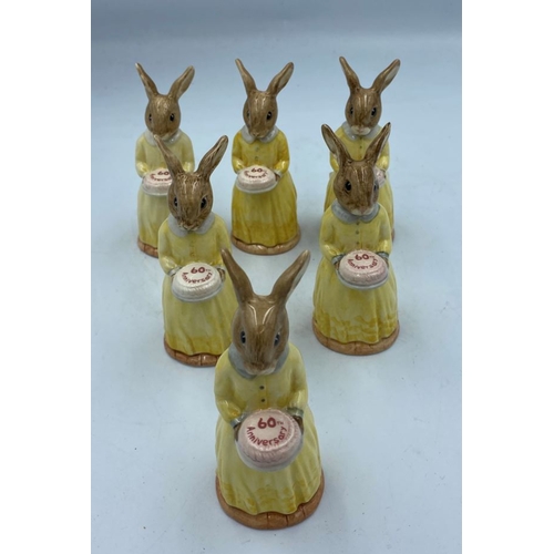 160 - Royal Doulton Boxed 60th Anniversary Bunnykins figures x 6