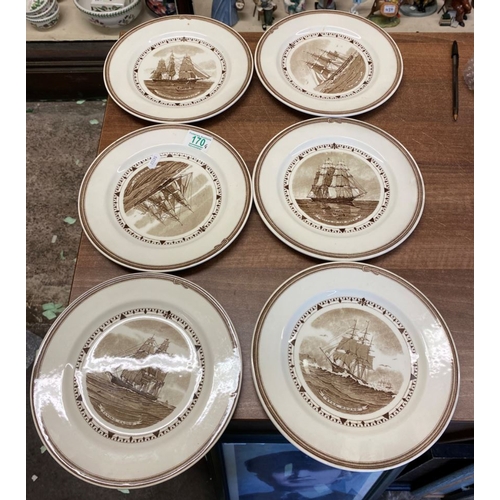 170 - Wedgwood Set of Six American Clipper Ship Plates