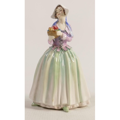 278 - Royal Doulton lady figure Dorcas HN1491, dated 1932. 1.5cm hairline crack to base and minor loss to ... 