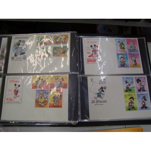 120 - A collection of Disney stamps to include 101 Dalmatians, Narnia, Batman, Brookman 1998 price guide e... 