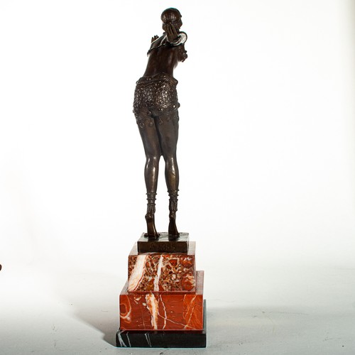 93A - Good reproduction Bronze figure of Charleston Dancer, Marked D.H. Chiparus, Mounted on a 3 step marb... 