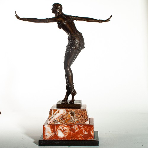 93A - Good reproduction Bronze figure of Charleston Dancer, Marked D.H. Chiparus, Mounted on a 3 step marb... 