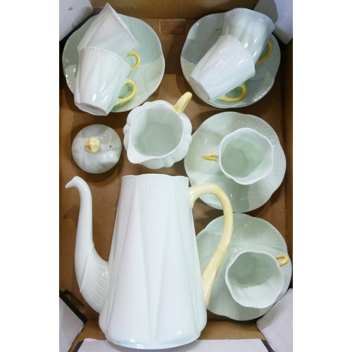 839D - Shelley Dainty Shaped 13087 pail green & lemon coffee set