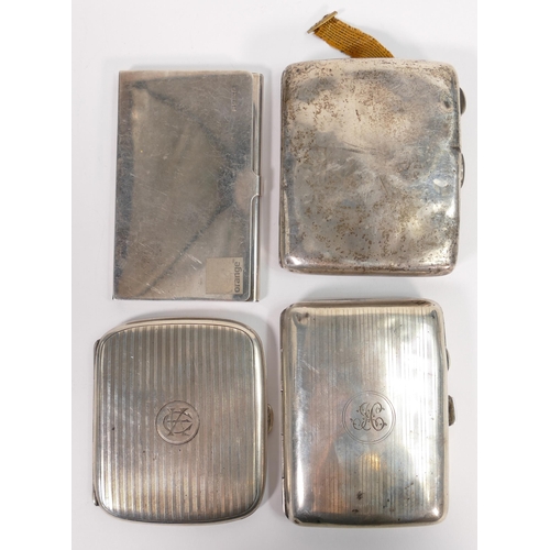 650 - Three hallmarked silver cigarette cases in poor to average condition, gross weight 236.3g