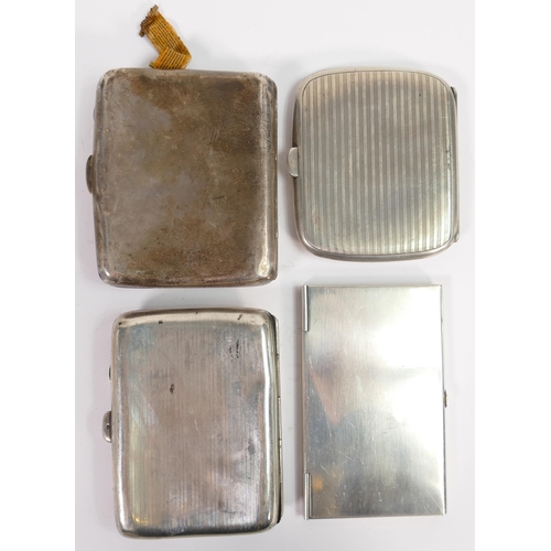 650 - Three hallmarked silver cigarette cases in poor to average condition, gross weight 236.3g