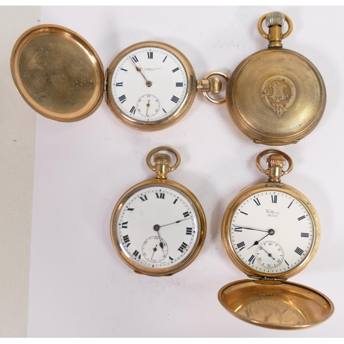 654 - Four gents original gold plated / gilt metal pocket watches.  All sold as not working, so for spares... 