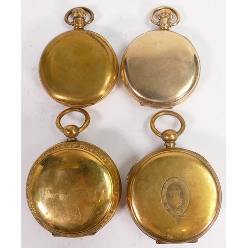 655 - Four gents original gold plated / gilt metal pocket watches.  All sold as not working, so for spares... 