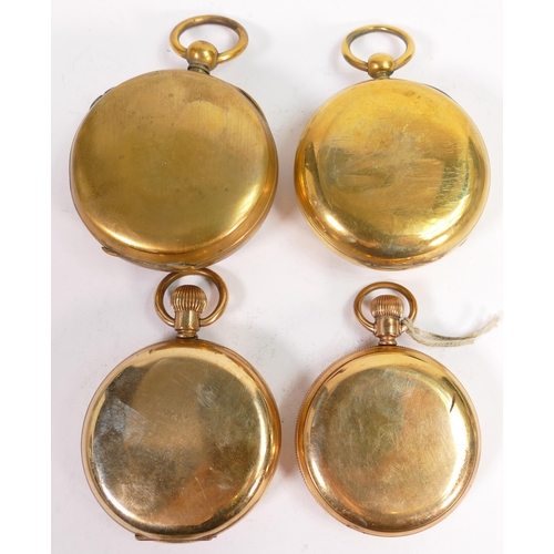 656 - Four gents original gold plated / gilt metal pocket watches.  All sold as not working, so for spares... 