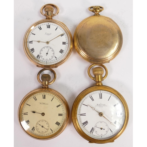 657 - Four gents original gold plated / gilt metal pocket watches.  All sold as not working, so for spares... 