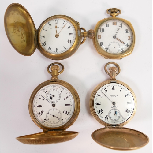 658 - Four gents original gold plated / gilt metal pocket watches.  All sold as not working, so for spares... 