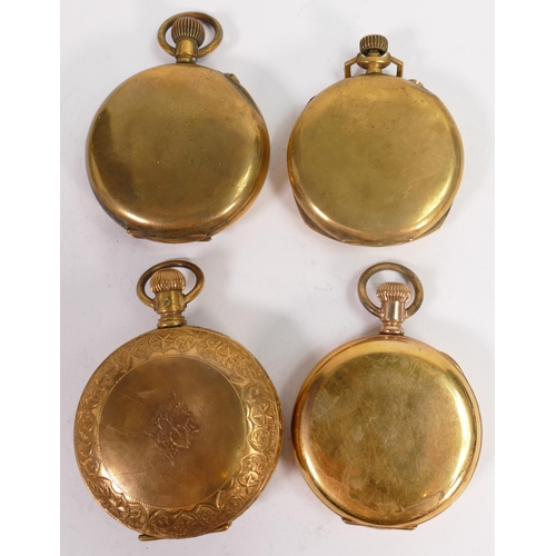 658 - Four gents original gold plated / gilt metal pocket watches.  All sold as not working, so for spares... 