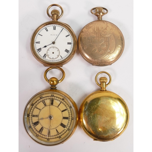 659 - Four gents original gold plated / gilt metal pocket watches.  All sold as not working, so for spares... 